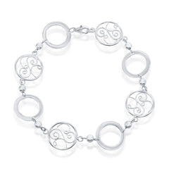 Classic Women's Bracelet - Sterling Silver Open and Designed Circle Linked | S-4376