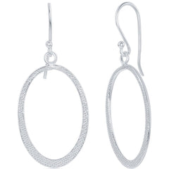 Classic Women's Earrings - Sterling Silver Oval Design French Wire Closure | A-2183