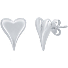 Classic Women's Earrings - Sterling Silver Heart Shape Stud Post Back Closure | A-2675