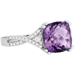 Women's Ring - Cushion Shaped Amethyst with Topaz, Size 7 | BLW-1247-7