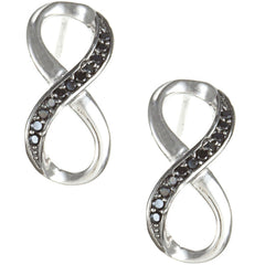 Classic Women's Earrings - Sterling Silver Black CZ Pave Infinity Shaped | D-4714