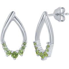 Classic Women's Earrings - Sterling Silver Pear Shaped Peridot Post Back | D-8122