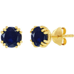Classic Women's Earrings - Gold Plated September Birthstone Round 6mm Stud | D-8282