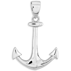 Classic Unisex Pendant - Sterling Silver Metal Anchor Shape with Bail | J-2492