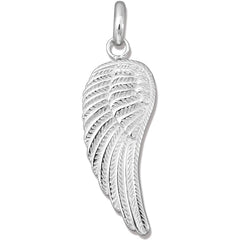 Classic Unisex Pendant - Sterling Silver Single Angel Wing Shape with Bail | J-2533