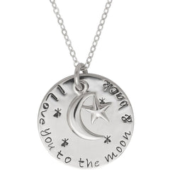 Classic Unisex Pendant with Chain - I Love You to the Moon and Back Disc | J-2538