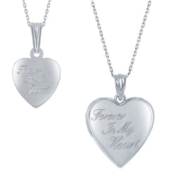 Classic Women's Pendant and Locket Set - Sterling Silver Forever in My Heart | J-2760