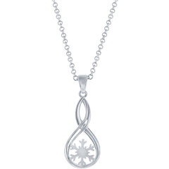 Classic Women's Pendant with Chain - Sterling Silver Snowflake Pearshaped | J-2775
