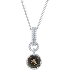 Classic Women's Pendant with Chain - Round Smokey Topaz Twisted Wire Circle | K-5650