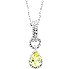 Classic Women's Pendant with Chain - Pearshape Lemon Quartz Twisted Wire | K-5651