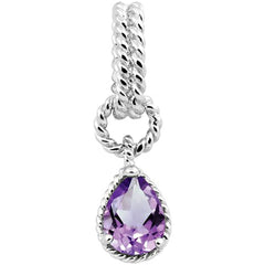 Classic Women's Pendant - Sterling Silver Pearshaped Amethyst Twisted Wire | K-5654