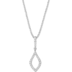 Classic Women's Pendant with Chain - Sterling Silver White CZ Open Marquise | K-6915