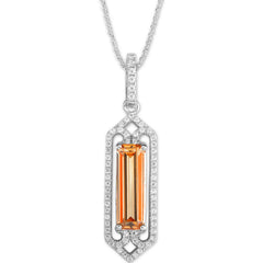 Classic Women's Pendant with Chain - Center Rectangle Champagne CZ Stone | K-6961