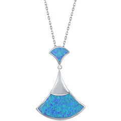 Women's Pendant - Sterling Silver Triangle-Shaped Blue Inlay Opal | K-8371