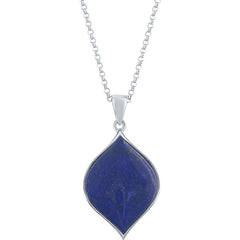 Classic Women's Pendant - Sterling Silver Blue Lapis Stone Marquise Style | K-8378