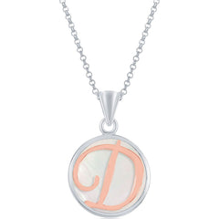 Classic Women's Pendant - Sterling Silver MOP and Rose Gold D Script Initial | K-8605