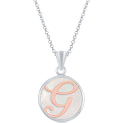 Classic Women's Pendant - Sterling Silver MOP and Rose Gold G Script Initial | K-8608