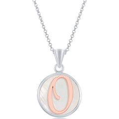 Classic Women's Pendant - Sterling Silver MOP and Rose Gold O Script Initial | K-8617