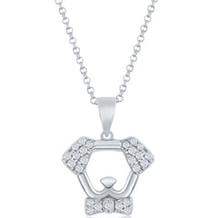 Classic Women's Pendant - Sterling Silver White Cubic Zirconia Dog Print | K-8697