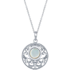 Classic Women's Pendant - Sterling Silver Designed White Mother of Pearl | K-8832