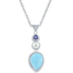 Women's Pendant - Larimar with FWP and Tanzanite CZ | K-8888