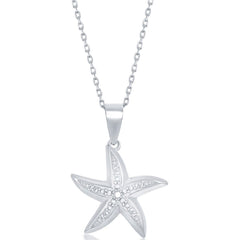 Classic Women's Pendant - Sterling Silver Diamond Accent Starfish Design | KDP-213