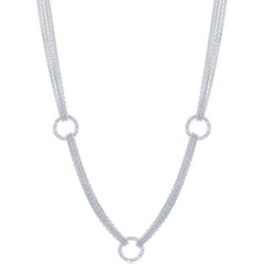 Classic Women's Necklace - Sterling Silver Multi-Chain Circle with Lobster | L-3185