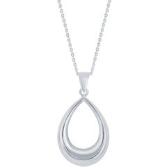 Classic Women's Necklace - Sterling Silver Teardrop Charm and Lobster Clasp | L-3343