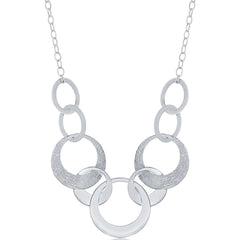 Classic Women's Necklace - Sterling Silver Brushed Interlocking Circles | L-3467