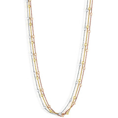 Classic Women's Necklace - Sterling Silver Diamond Cut Beads Triple Strand | L-3535