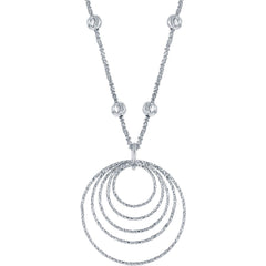 Classic Women's Necklace - Sterling Silver Diamond Cut Rings Beaded Chain | L-3609