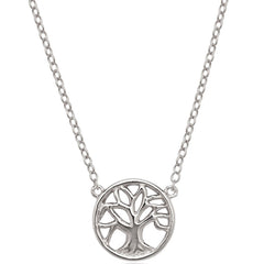 Classic Women's Necklace - Sterling Silver Small Round Tree of Life Design | L-3750
