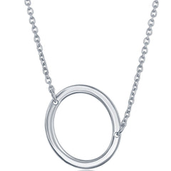 Classic Women's Necklace - Silver Sideways O Initial with Lobster Clasp | L-4224