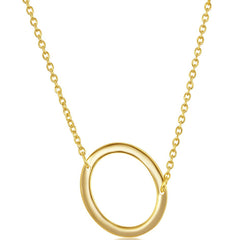 Classic Women's Necklace - Sterling Silver Gold Tone Sideways O Initial | L-4224-GP