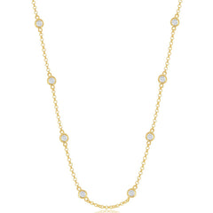 Classic Women's Necklace - Sterling Silver Gold Plated Linked with CZ | M-3353-36-GP