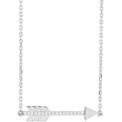 Classic Women's Necklace - Sterling Silver White Cubic Zirconia Arrow Shape | M-4415