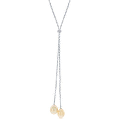 Classic Women's Necklace - Sterling Silver Large Double Freshwater Pearls | M-5457