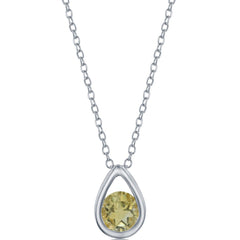 Classic Women's Necklace - Sterling Silver Citrine November Birthstone | M-6212
