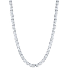 Classic Women's Necklace - Sterling Silver 4mm Round CZ Tennis, 17 Inch | M-6254-17