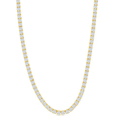Classic Women's Necklace - Sterling Silver Gold Tone 4mm Round CZ Tennis | M-6254-GP