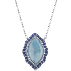 Women's Necklace - Marquise Larimar and Sapphire CZ | M-6562