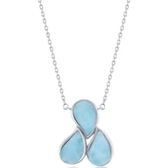 Women's Necklace - Silver Triple Pear-Shaped Larimar | M-6572