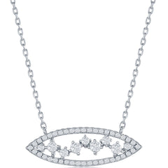 Classic Women's Necklace - Sterling Silver Marquise Multi-Shaped White CZ | M-6587