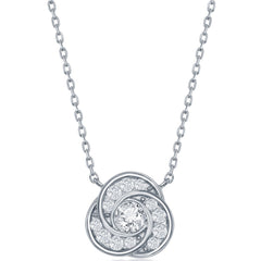 Classic Women's Necklace - Sterling Silver Love Knot White Cubic Zirconia | M-6595