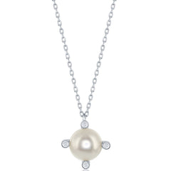 Classic Women's Necklace - Sterling Silver 18mm FWP Pronged Rope Design CZ | M-6608