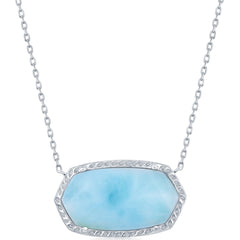 Women's Necklace - Sterling Silver Hexagon Blue Larimar | M-6618