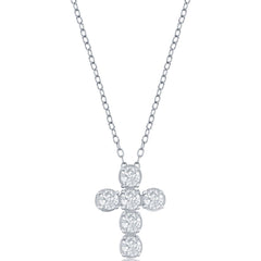 Classic Women's Necklace - Sterling Silver Cross Design Cubic Zirconia | M-6640
