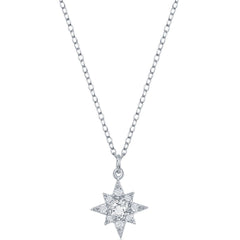 Classic Women's Necklace - Sterling Silver North Star White Cubic Zirconia | M-6652