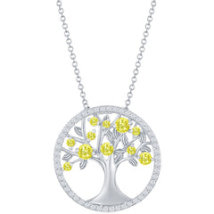 Classic Women's Necklace - Citrine CZ November Birthstone Tree of Life | M-6770