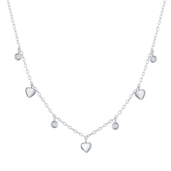 Classic Women's Necklace - Sterling Silver Mini Heart and Bezel-Set CZ | M-6804